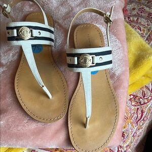 Tommy Hilfiger Women's Striped Sandals - Navy and White